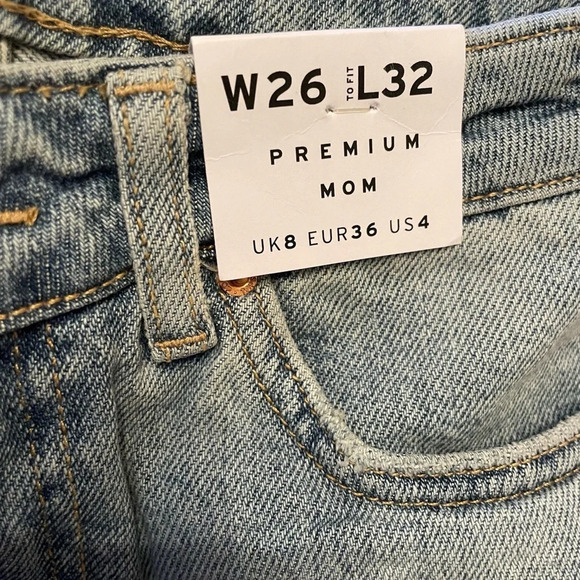 Topshop Premium Mom High Waisted Light Blue Jeans Size W26 Casual Preppy Premium - Picture 6 of 7